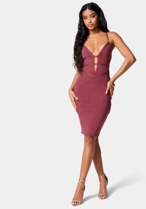 Bandage Plunge Neck Banded Dress sold by Bebe