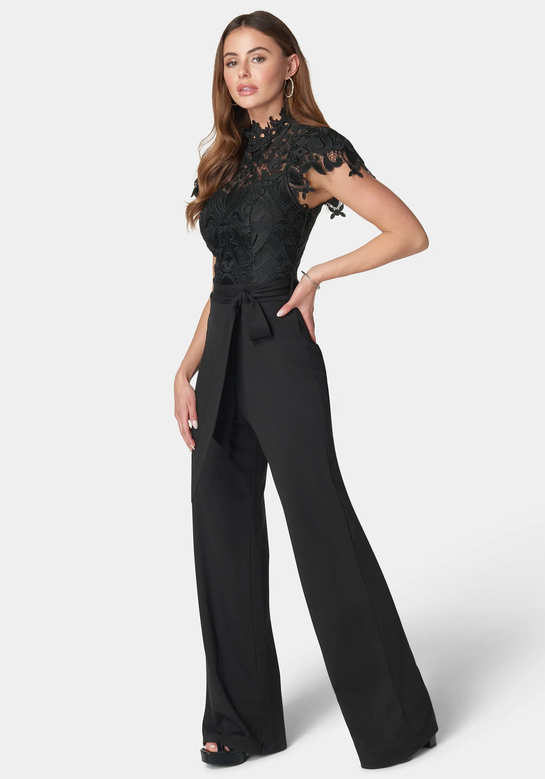 Lace High Neck Jumpsuit sold by Bebe product image thumbnail 2