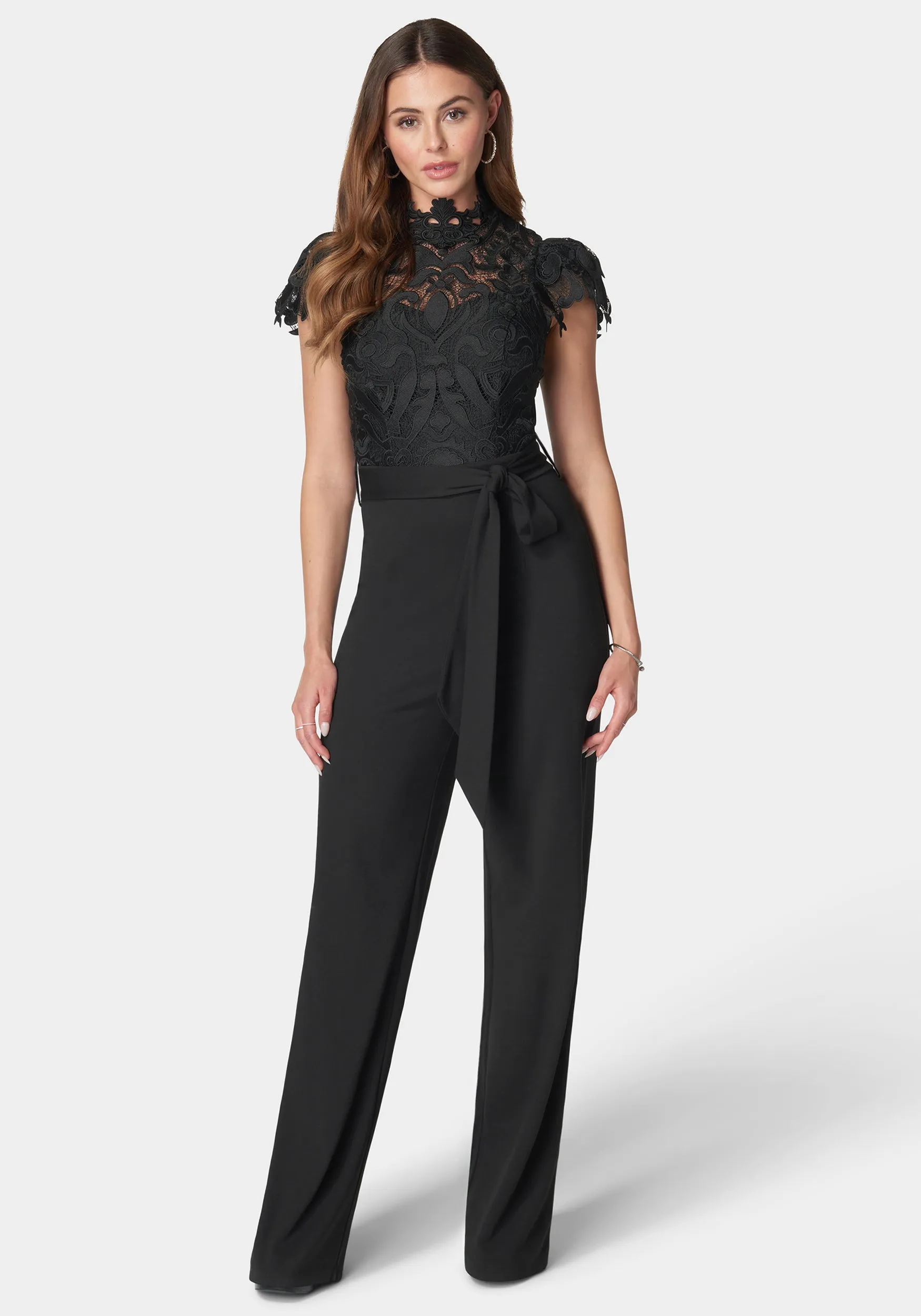 Lace High Neck Jumpsuit sold by Bebe