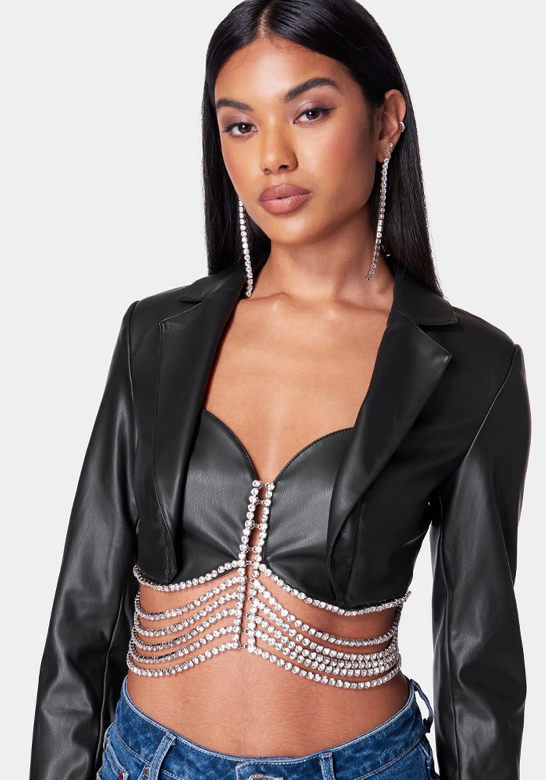 Vegan Leather Embellished Tailored Jacket sold by Bebe product image thumbnail 5