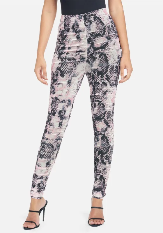 Printed Mesh Ruched Legging sold by Bebe