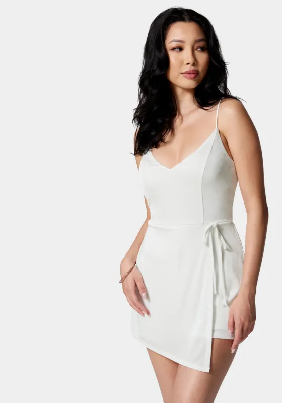 Wrap Skirt Romper sold by Bebe