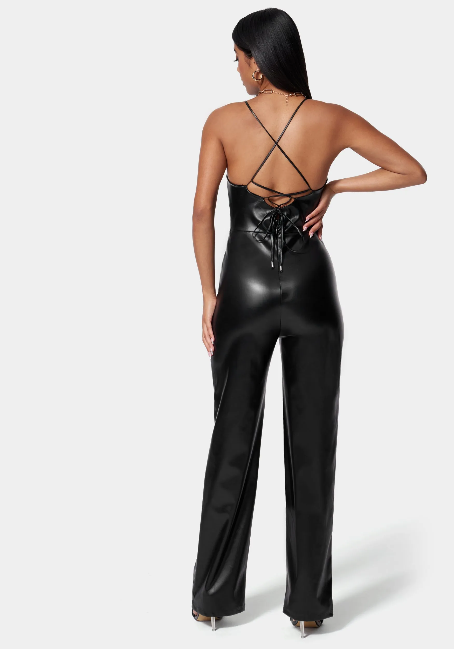 Strappy Back Straight Leg Jumpsuit sold by Bebe product image thumbnail 3