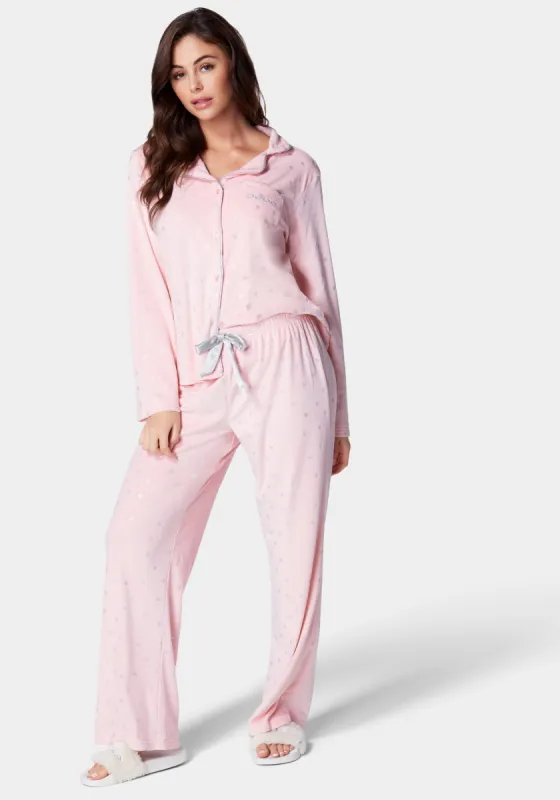 Silver Foil Plush Pajama Set sold by Bebe