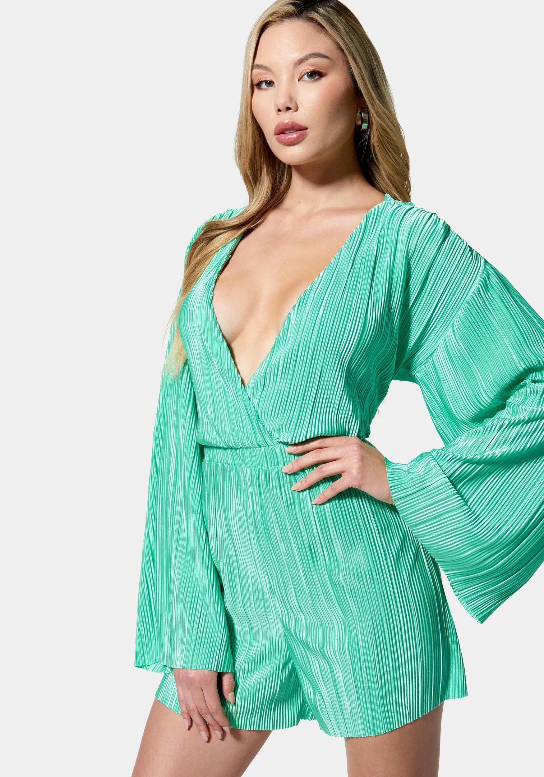 Kimono Sleeve Plisse Romper sold by Bebe product image thumbnail 2