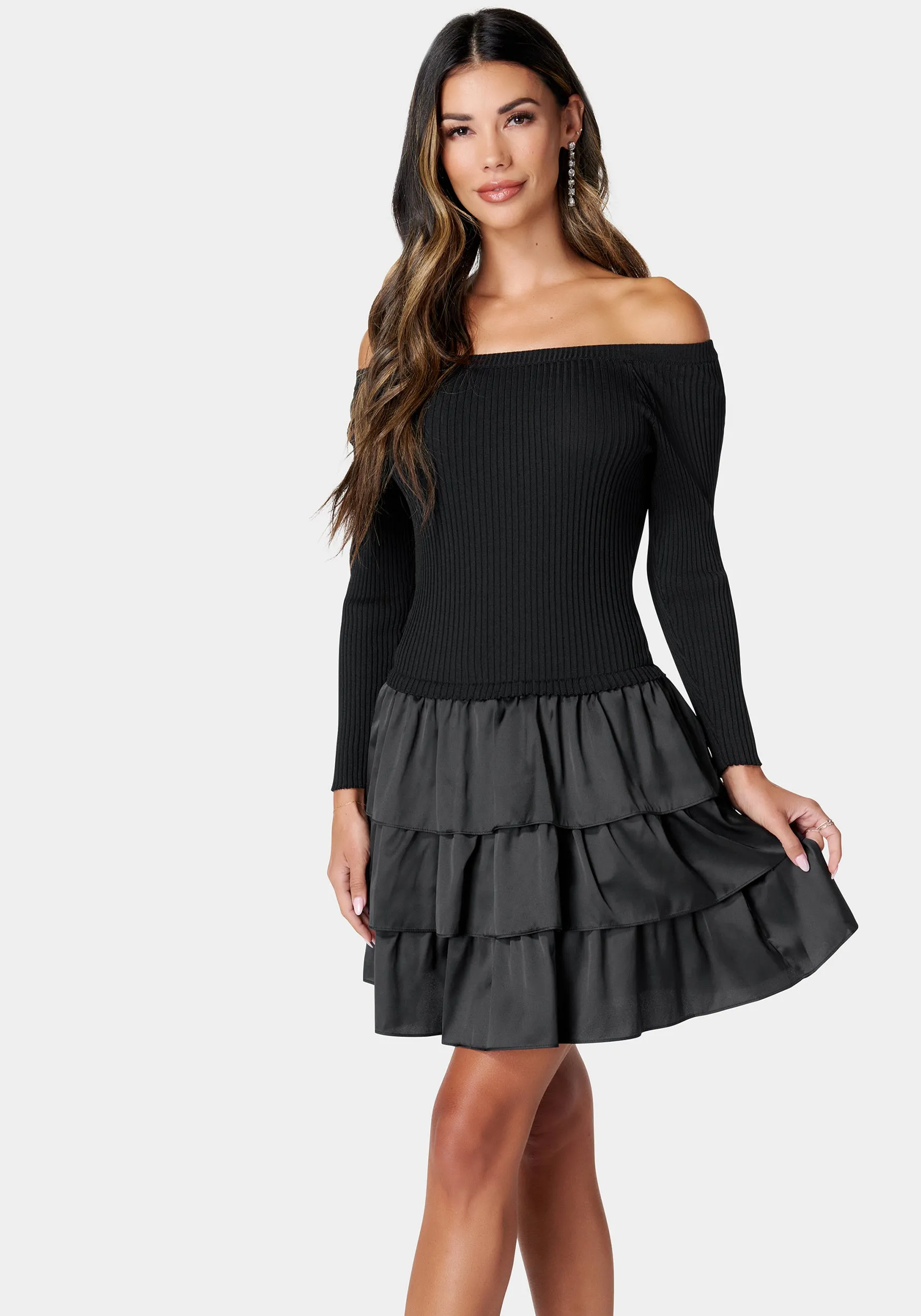 Off The Shoulder Tiered Dress sold by Bebe product image thumbnail 3
