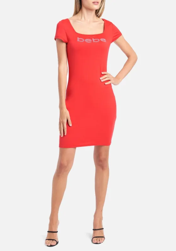 Bebe Logo Rhinestone Stud Knit Dress sold by Bebe