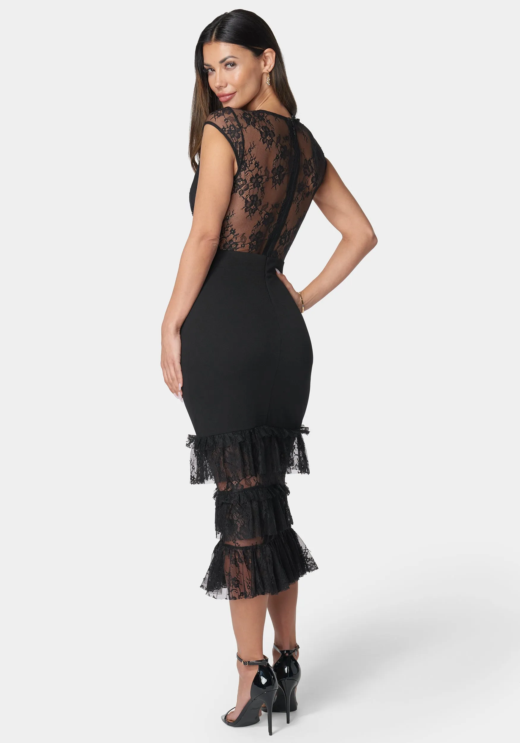 Tiered Lace Midi Dress sold by Bebe product image thumbnail 3
