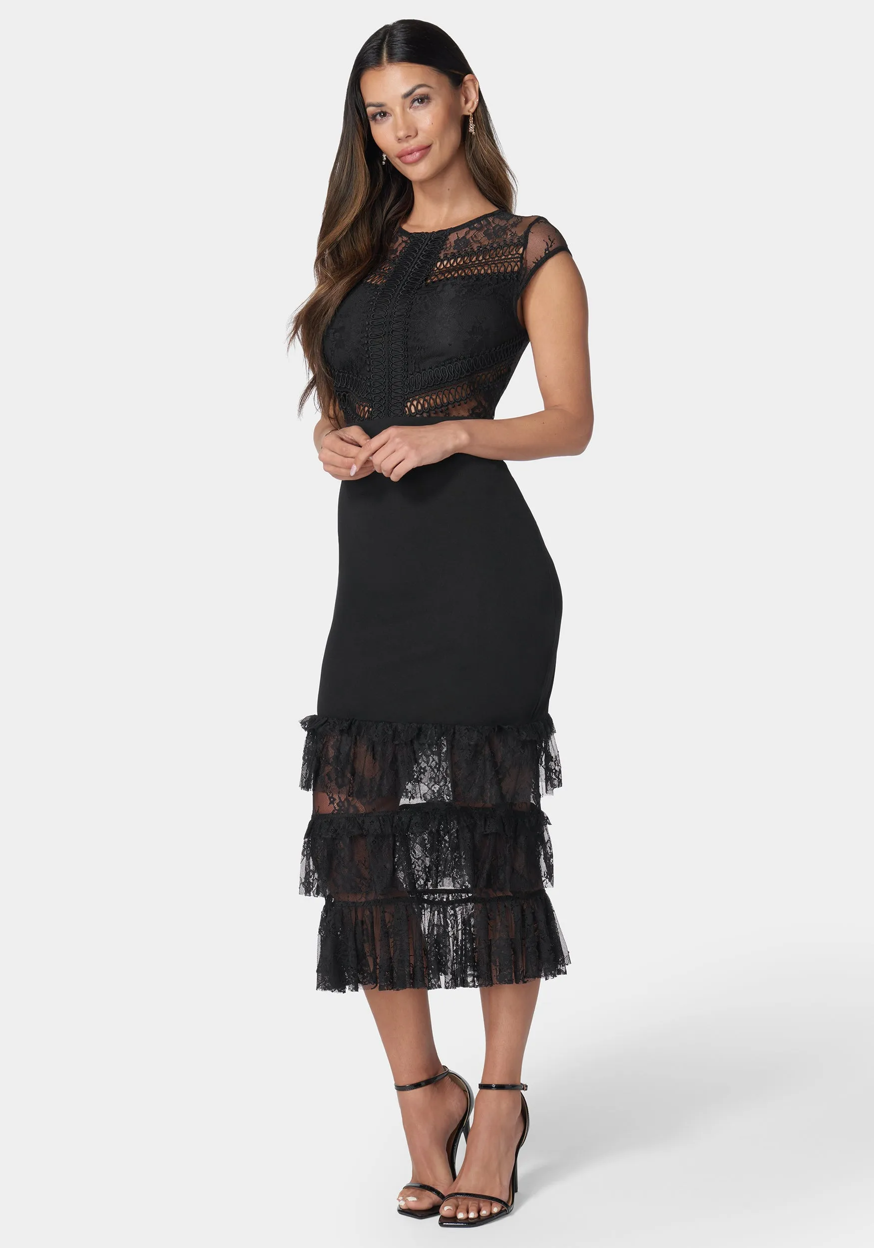 Tiered Lace Midi Dress sold by Bebe product image thumbnail 2