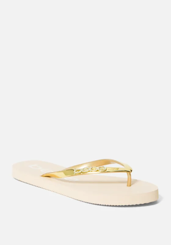 Treanna Logo Flip Flops sold by Bebe