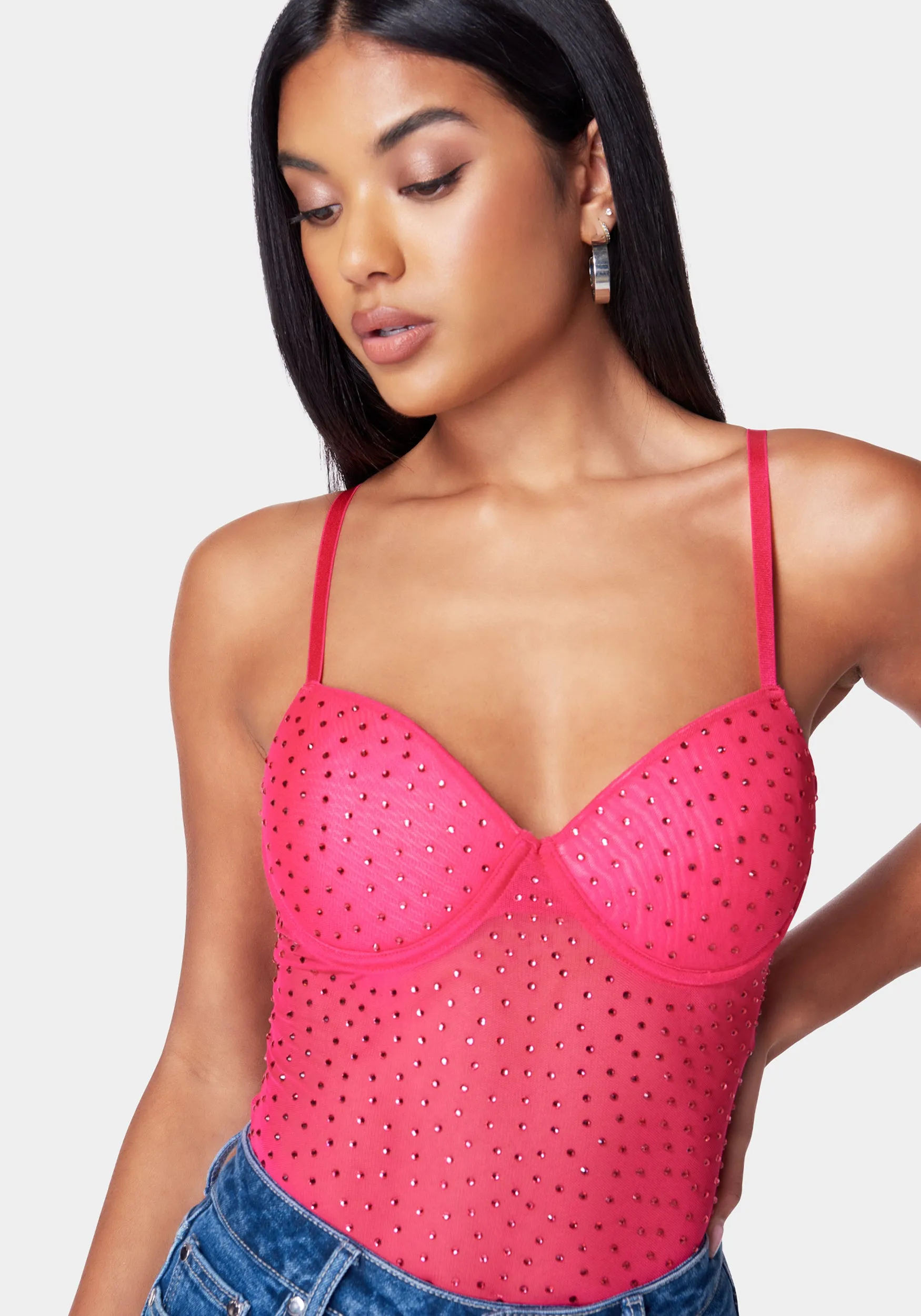 Rhinestone Mesh Bodysuit sold by Bebe product image thumbnail 4
