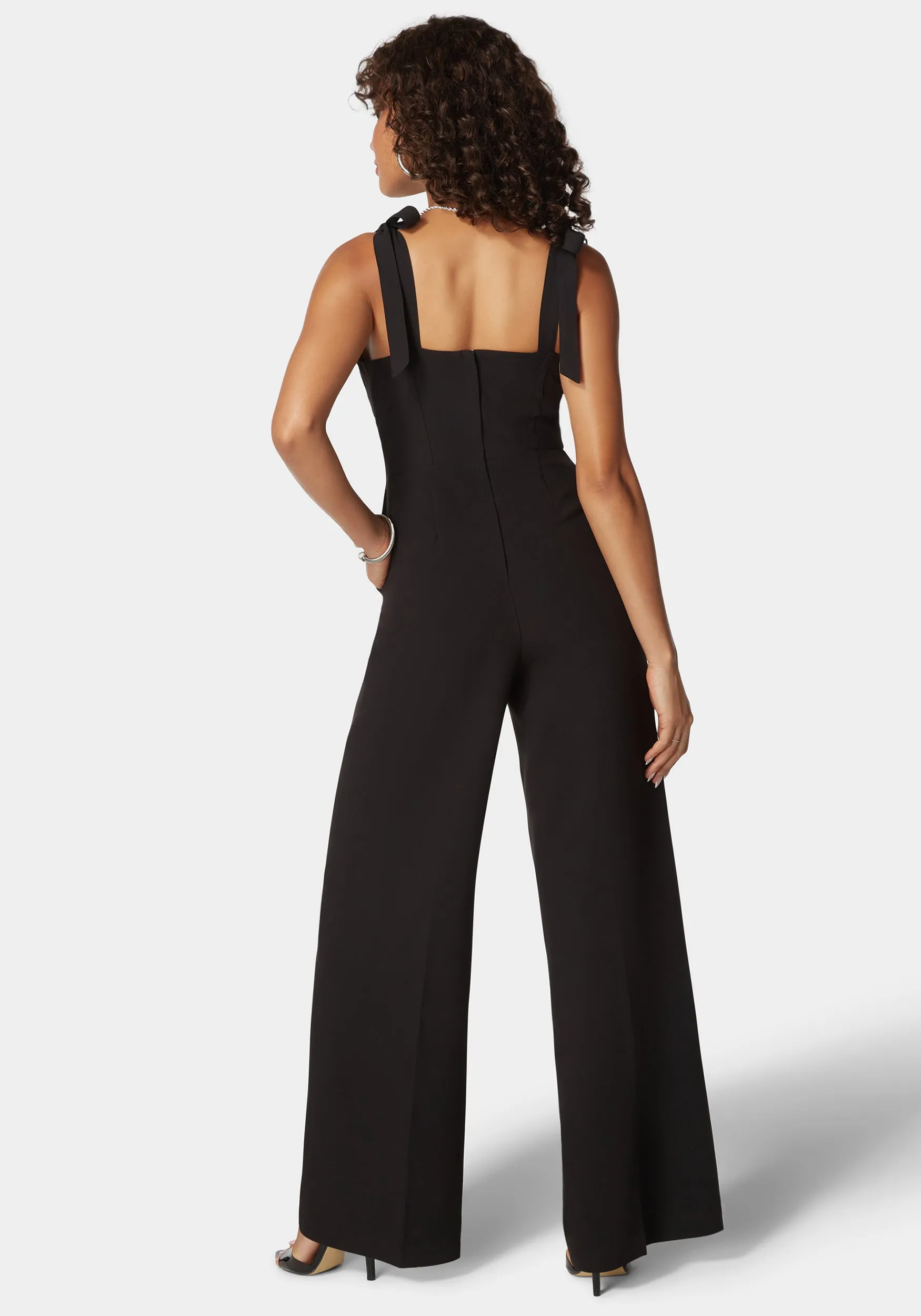 Self Tie Strap Corset Wide Leg Jumpsuit sold by Bebe product image thumbnail 3