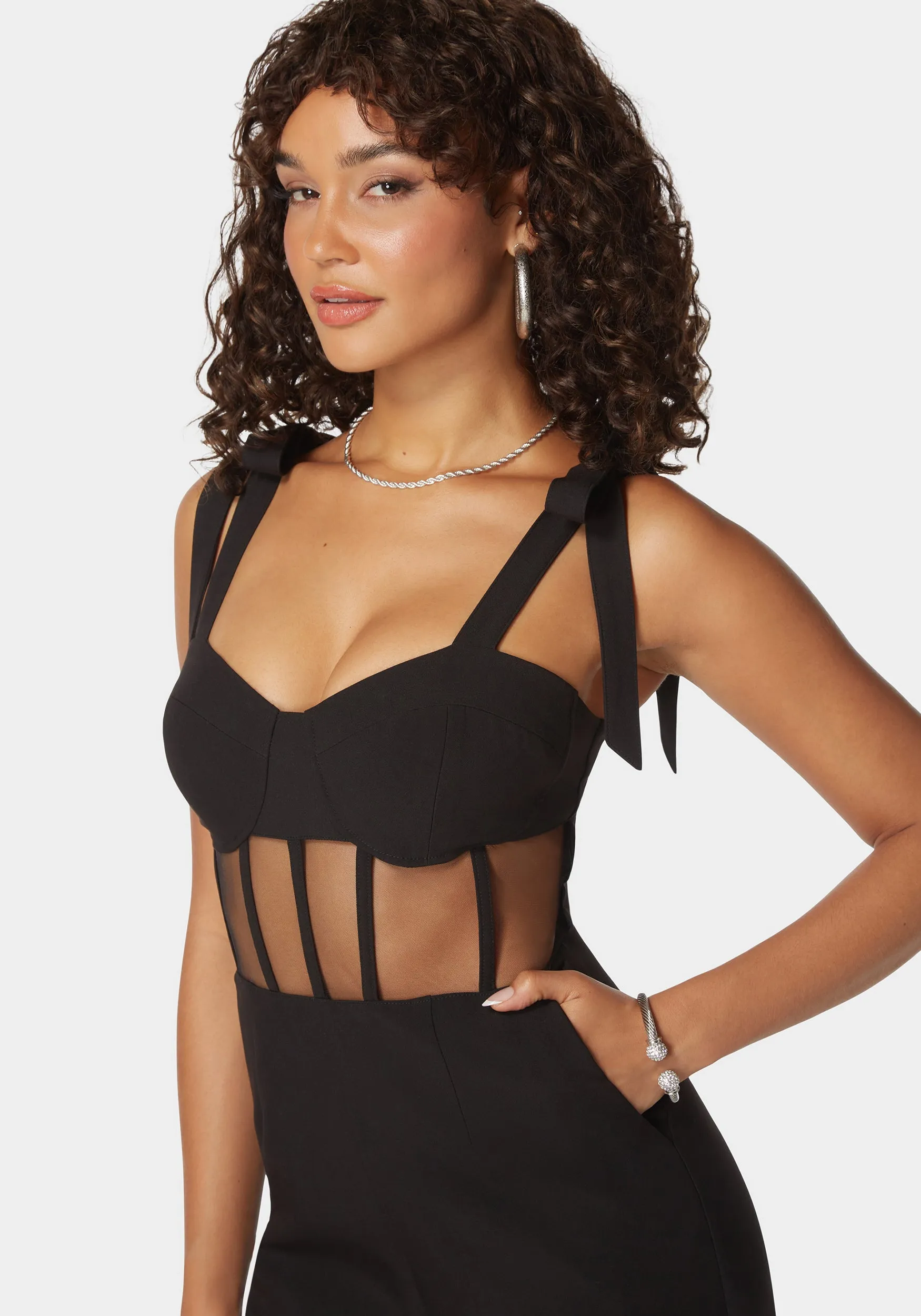 Self Tie Strap Corset Wide Leg Jumpsuit sold by Bebe product image thumbnail 4