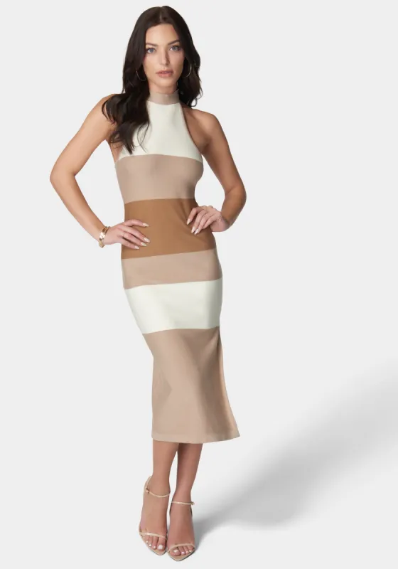 Halter Neck Rib Midi Dress sold by Bebe