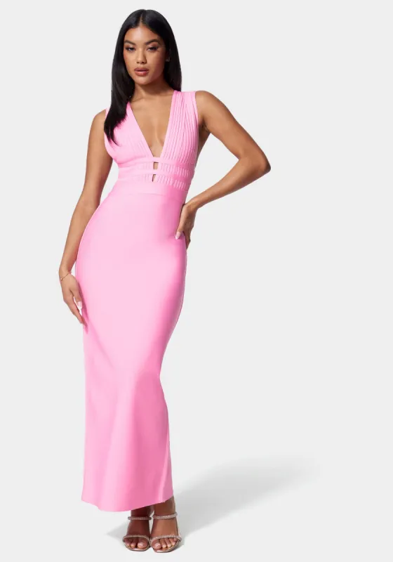 Luxe Bandage Plunge Neck Gown sold by Bebe