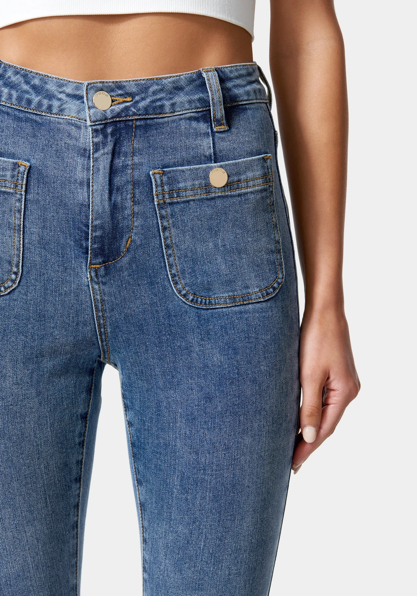 High Waist Patch Pocket Skinny Leg Jeans sold by Bebe product image thumbnail 4