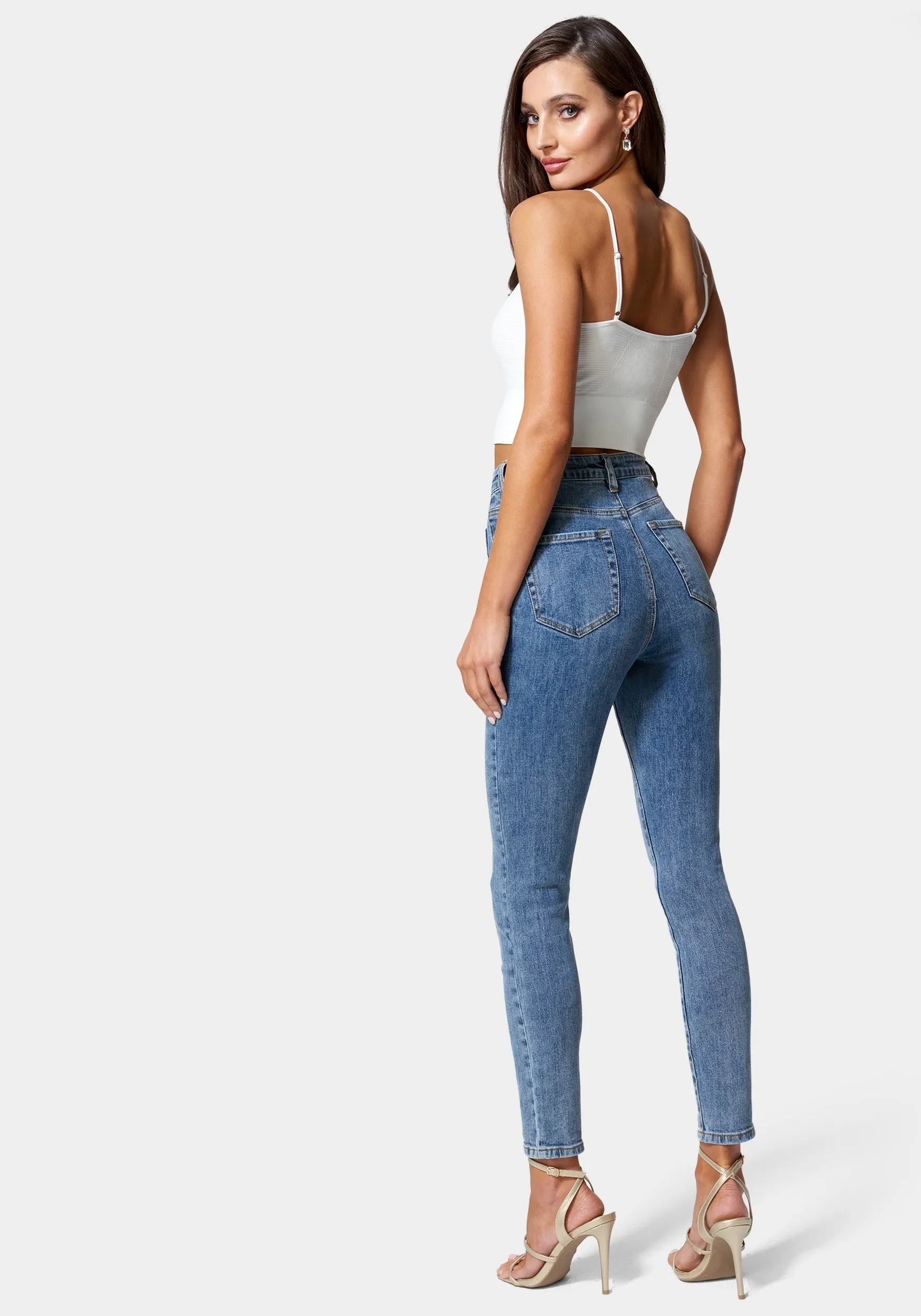 High Waist Patch Pocket Skinny Leg Jeans sold by Bebe product image thumbnail 3