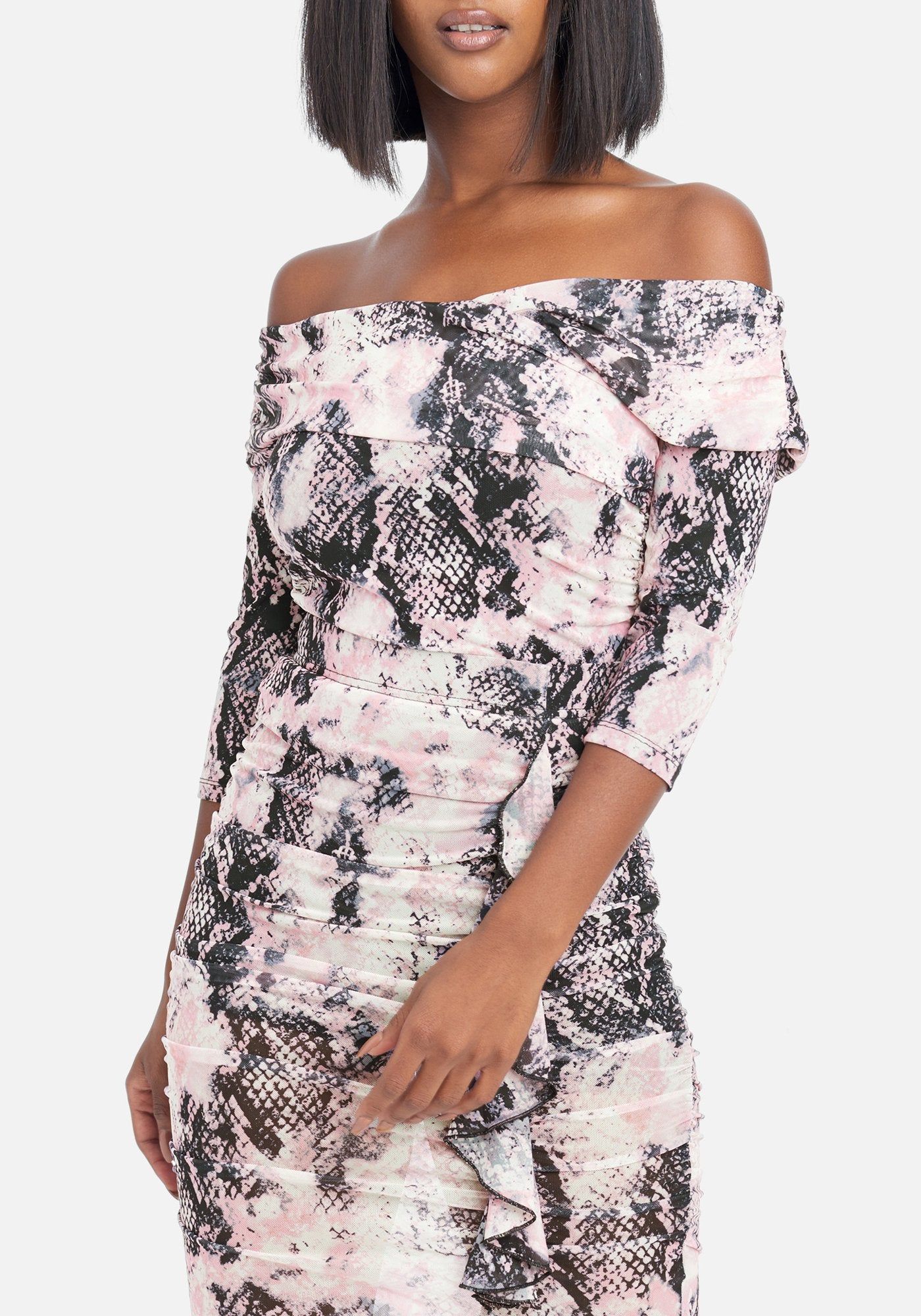 Off The Shoulder Mesh Top sold by Bebe