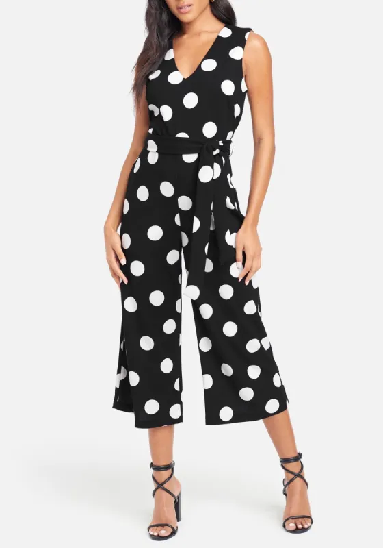 Printed Gaucho V Neck Jumpsuit sold by Bebe