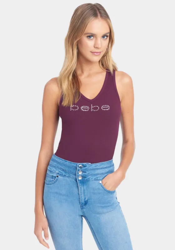 Crystal Logo V-Neck Tank Top sold by Bebe