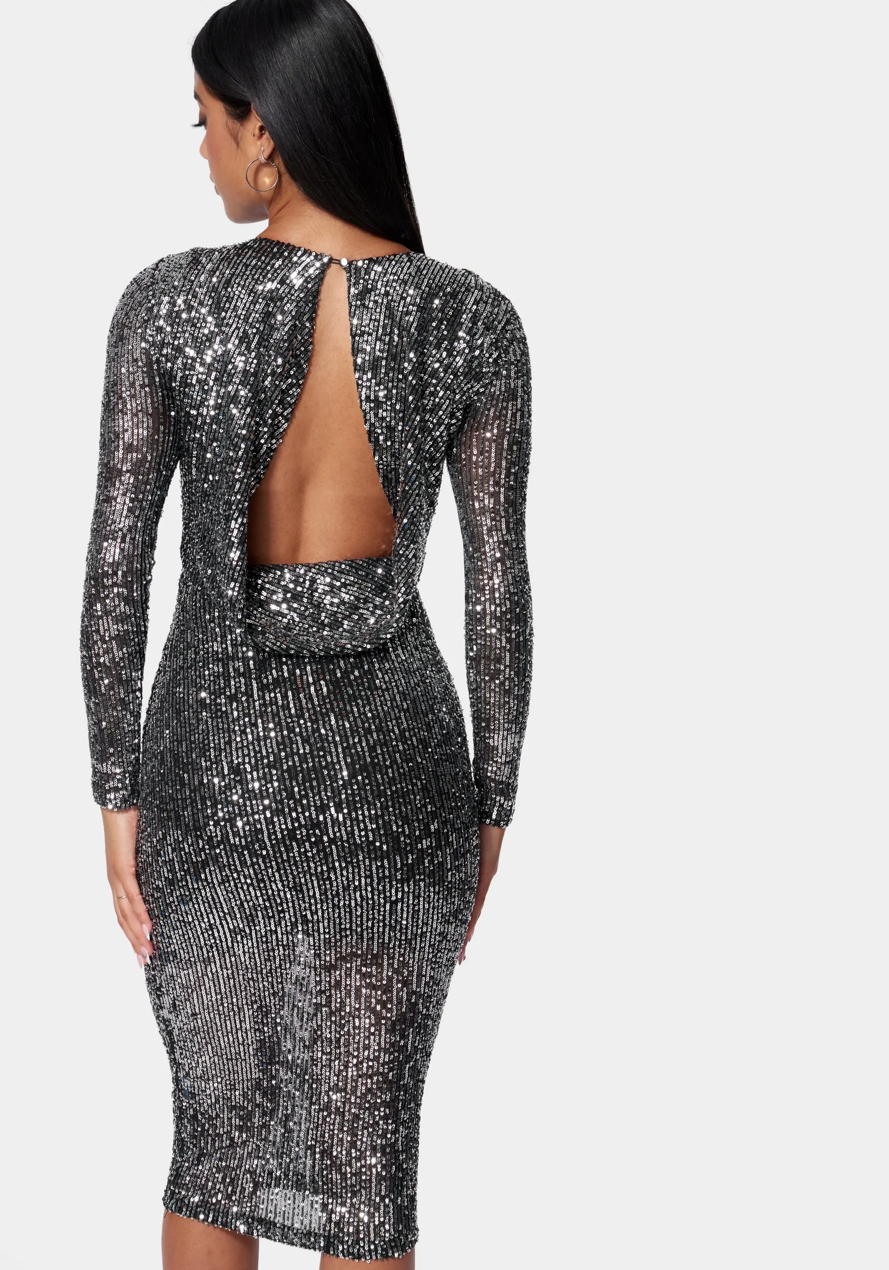 Sequin Cowl Back Midi Dress sold by Bebe product image thumbnail 3