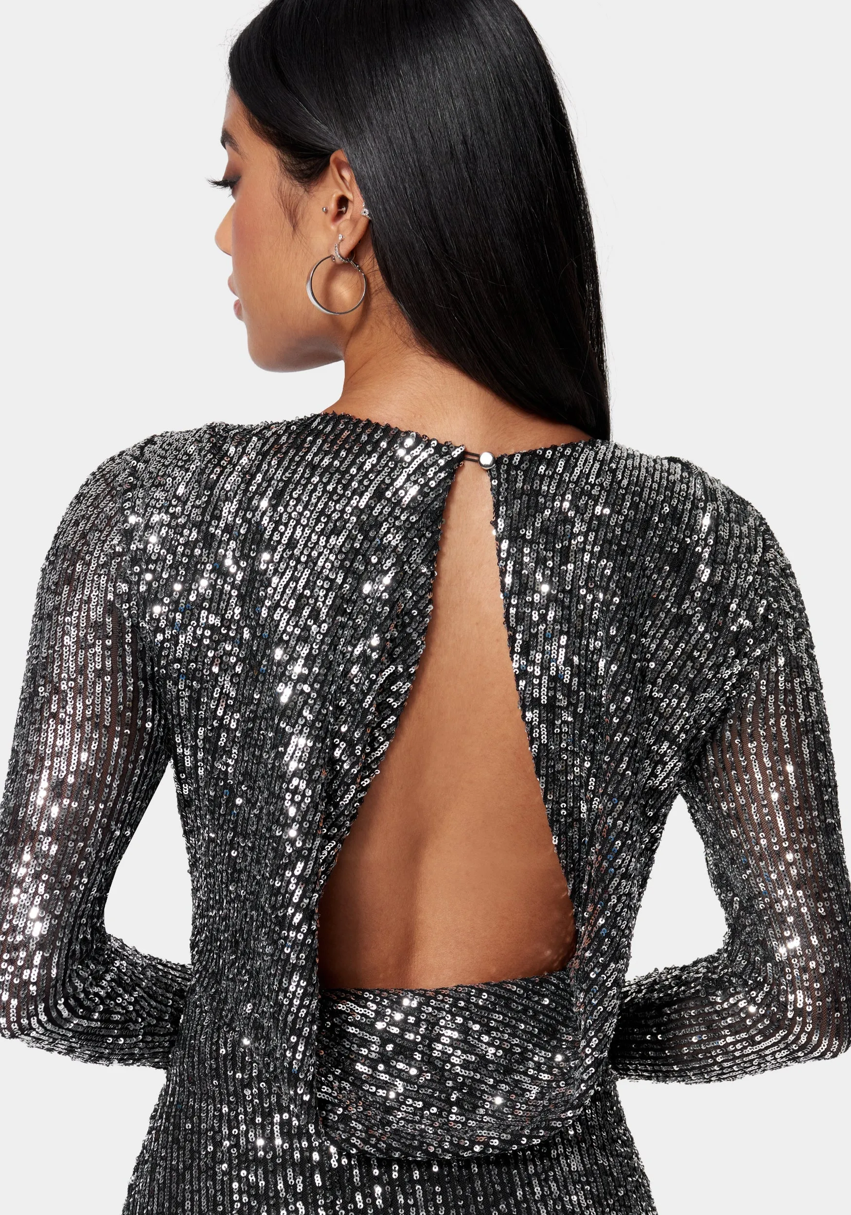 Sequin Cowl Back Midi Dress sold by Bebe product image thumbnail 4