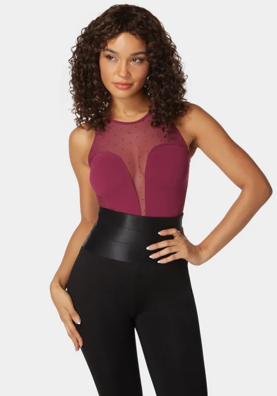 Second Skin Combo Swiss Dot Vneck Bodysuit sold by Bebe