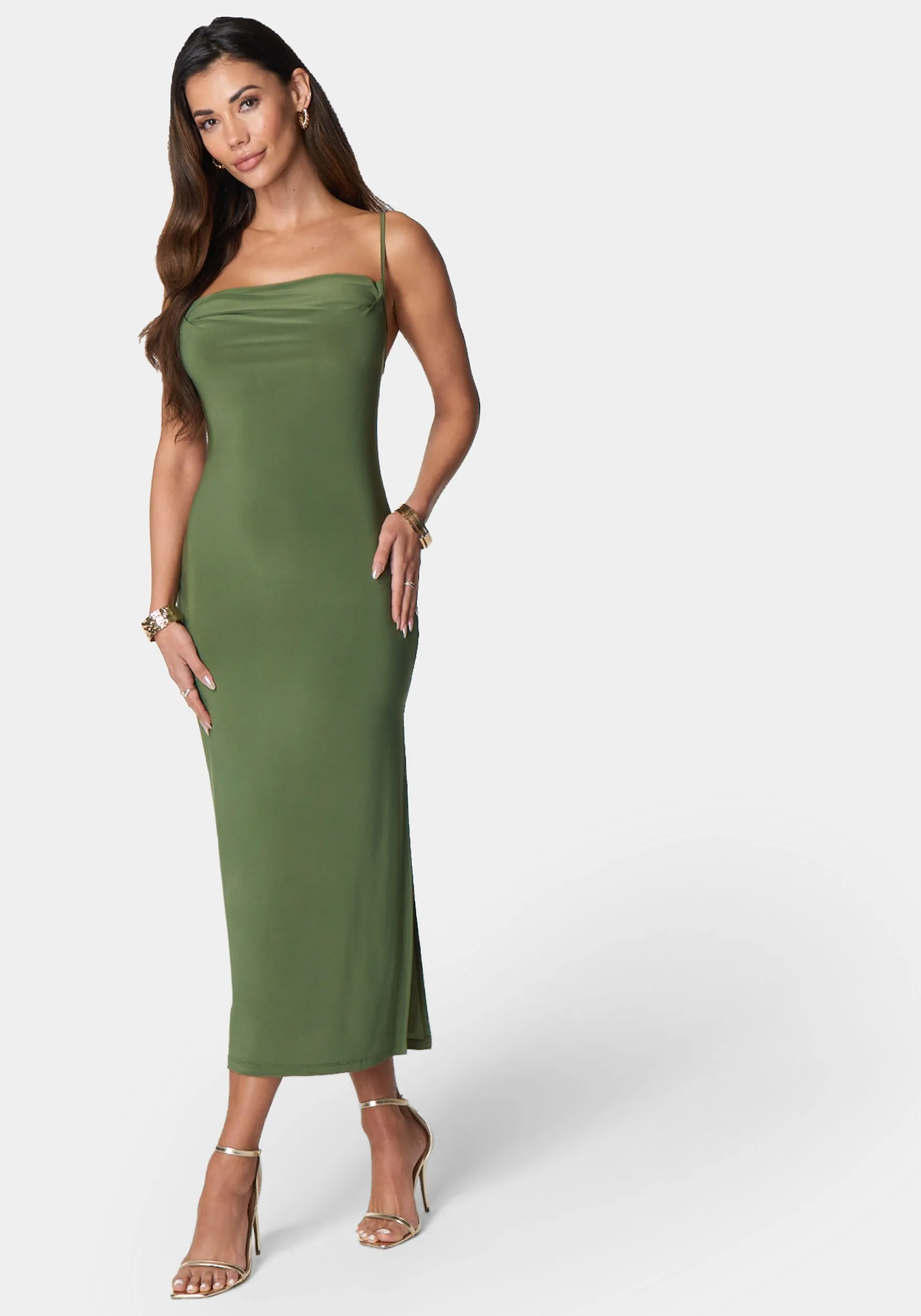 Cowl Neck Spaghetti Strap Slit Maxi sold by Bebe product image thumbnail 2