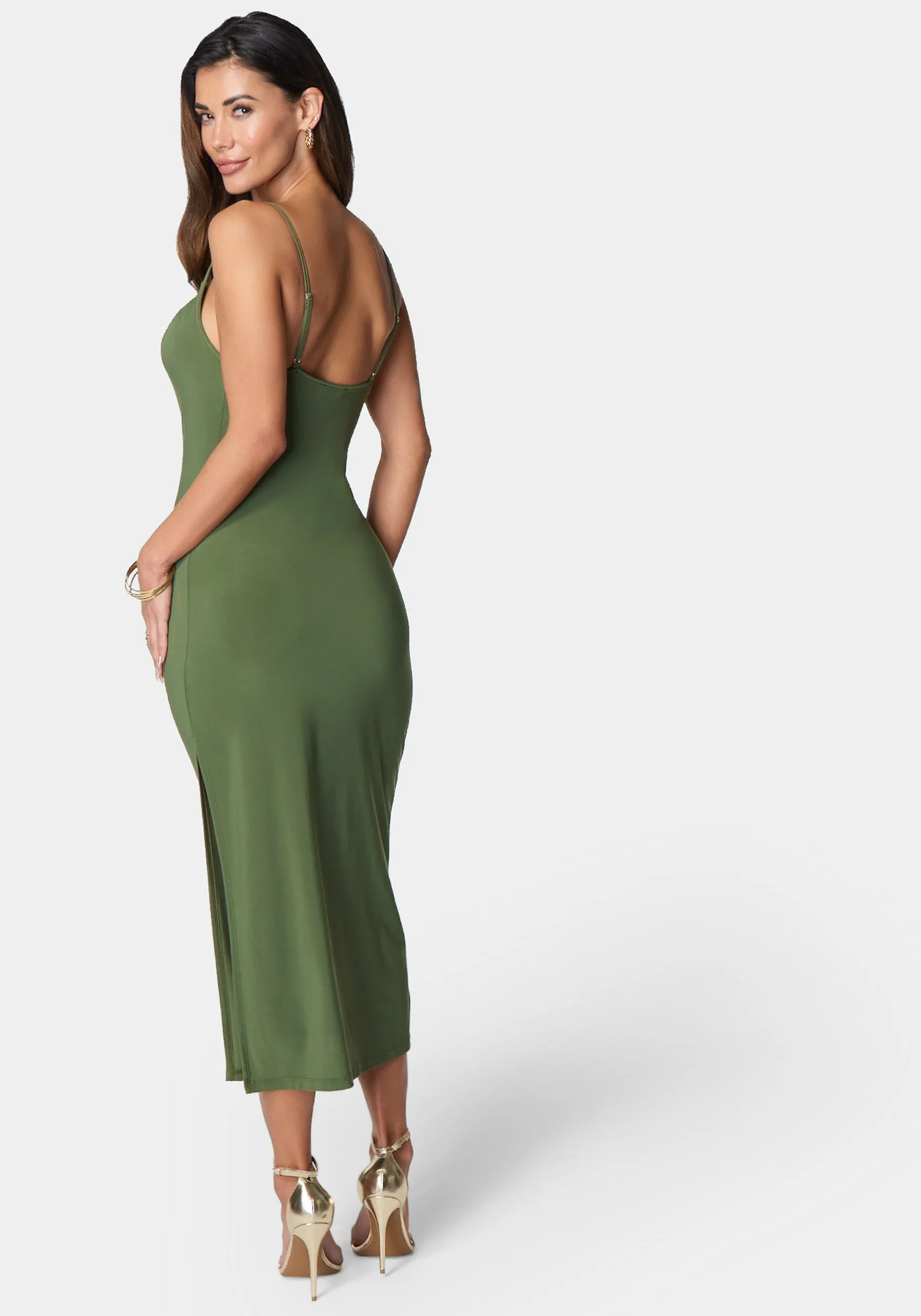 Cowl Neck Spaghetti Strap Slit Maxi sold by Bebe product image thumbnail 3