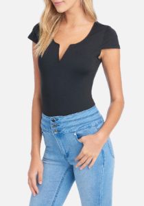 Short Sleeve Plunge Knit Top sold by Bebe