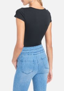 Short Sleeve Plunge Knit Top sold by Bebe