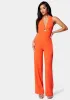 Satin Twill Halter Tie Back Wide Leg Jumpsuit sold by Bebe