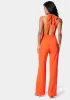 Satin Twill Halter Tie Back Wide Leg Jumpsuit sold by Bebe