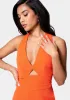 Satin Twill Halter Tie Back Wide Leg Jumpsuit sold by Bebe