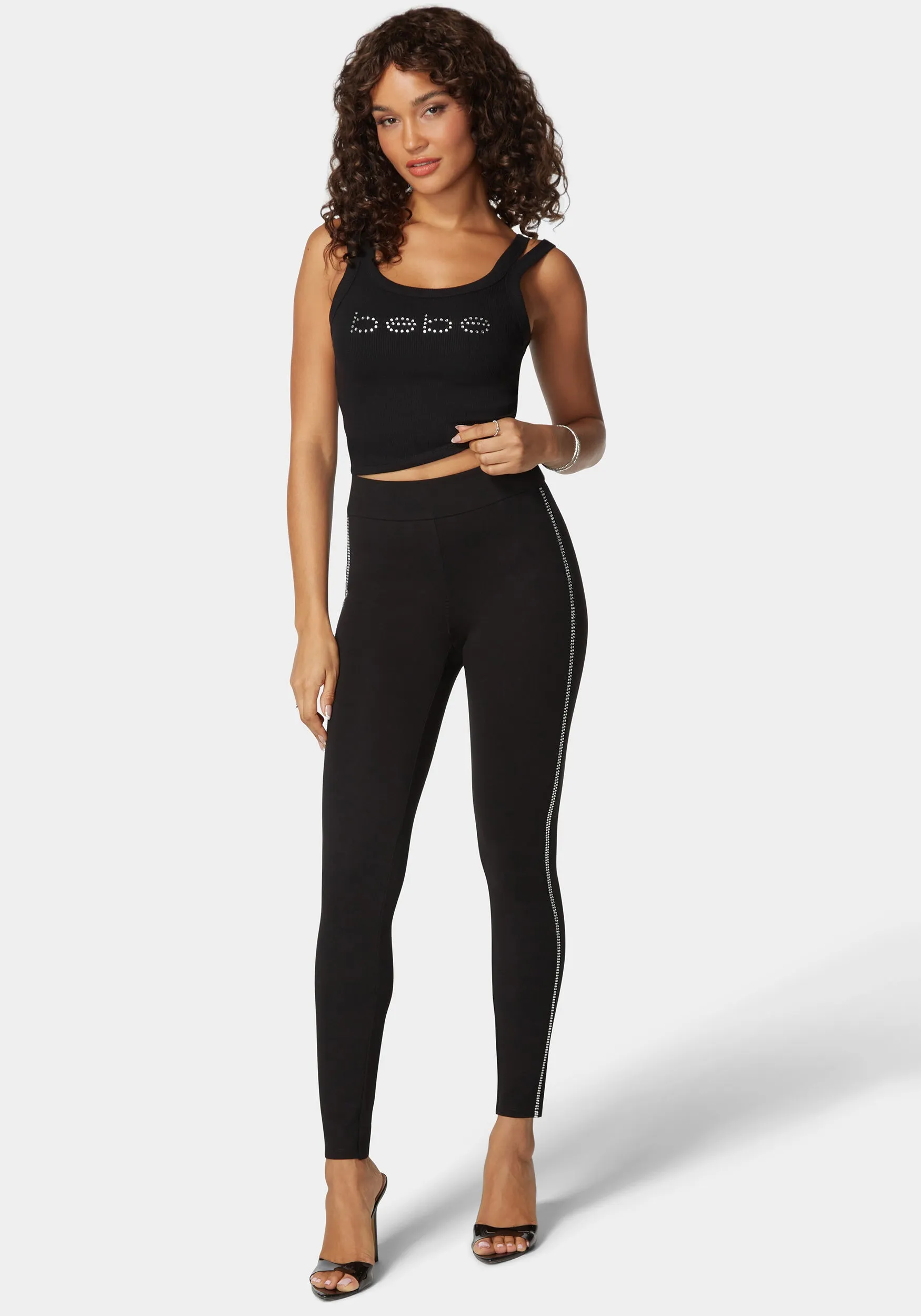 High Waist Rhinestone Detail Pdr Legging sold by Bebe product image thumbnail 2