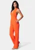 Satin Twill Halter Tie Back Wide Leg Jumpsuit sold by Bebe