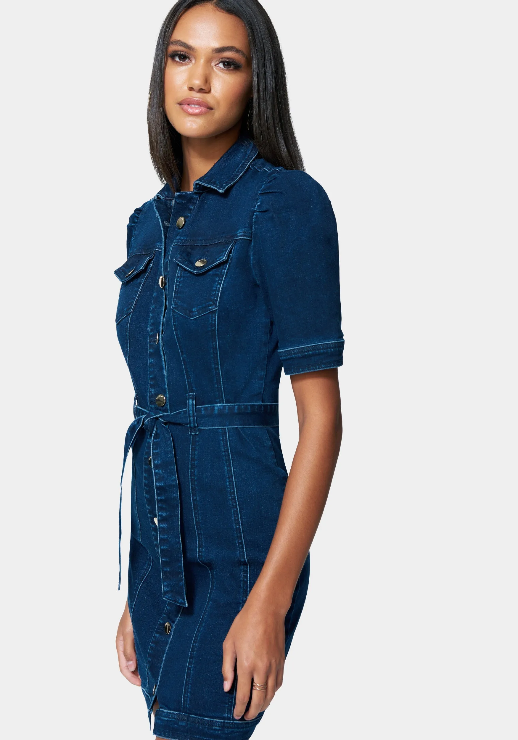 Button Detail Denim Dress sold by Bebe product image thumbnail 2