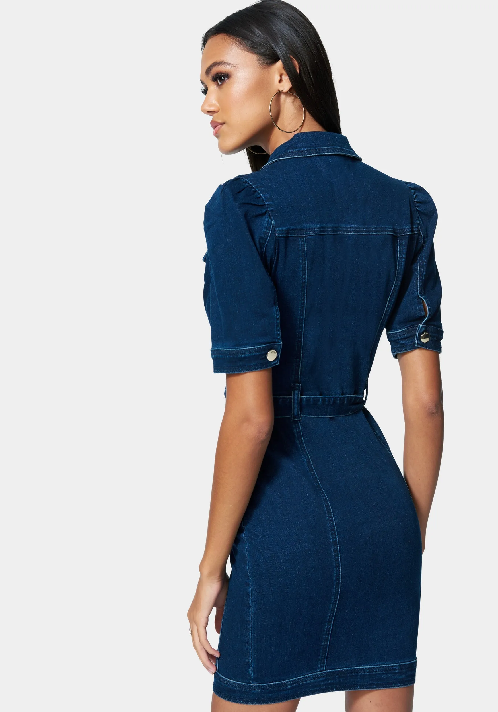 Button Detail Denim Dress sold by Bebe product image thumbnail 3