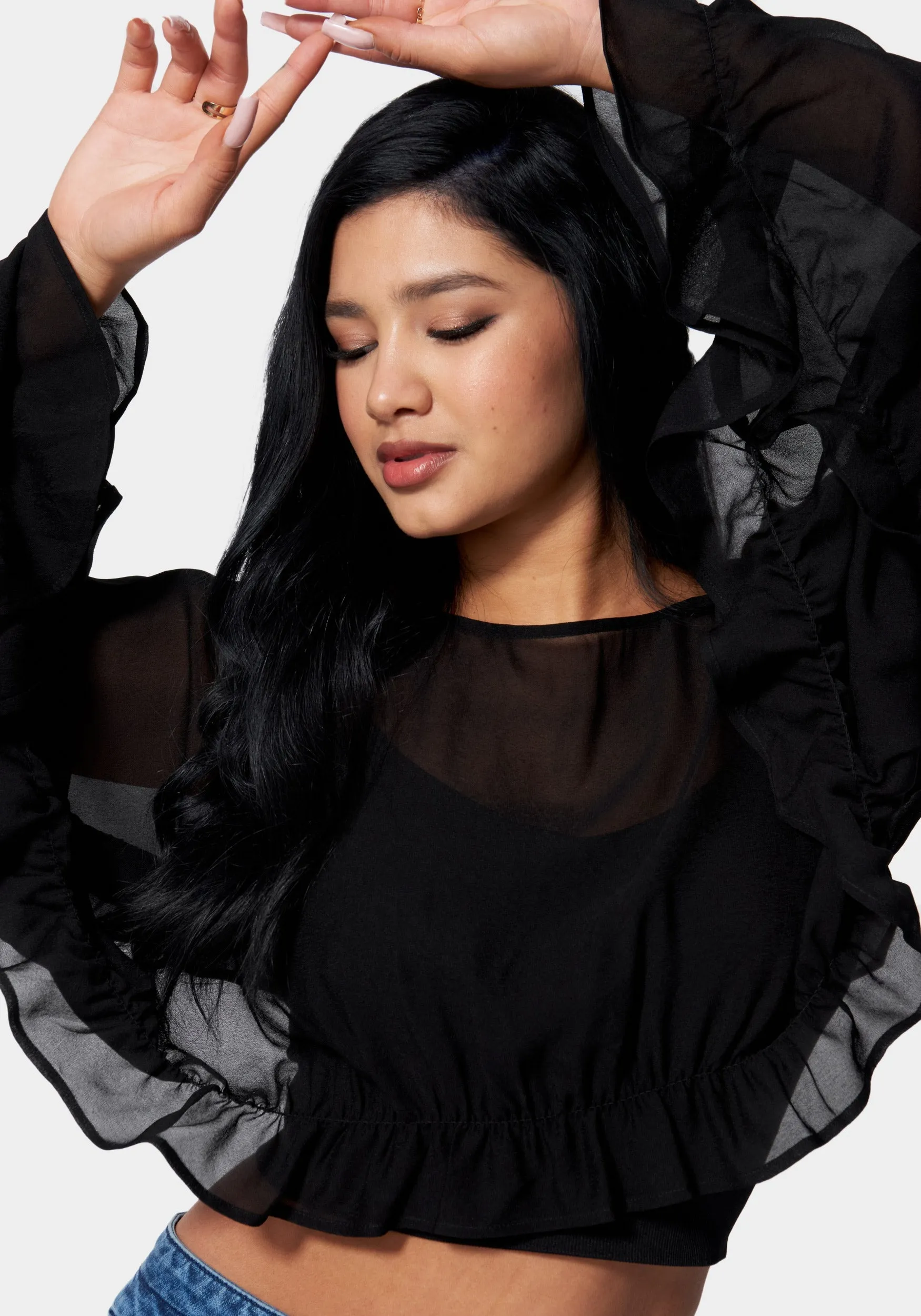 Chiffon Ruffle Hem Overlay Blouse sold by Bebe product image thumbnail 4