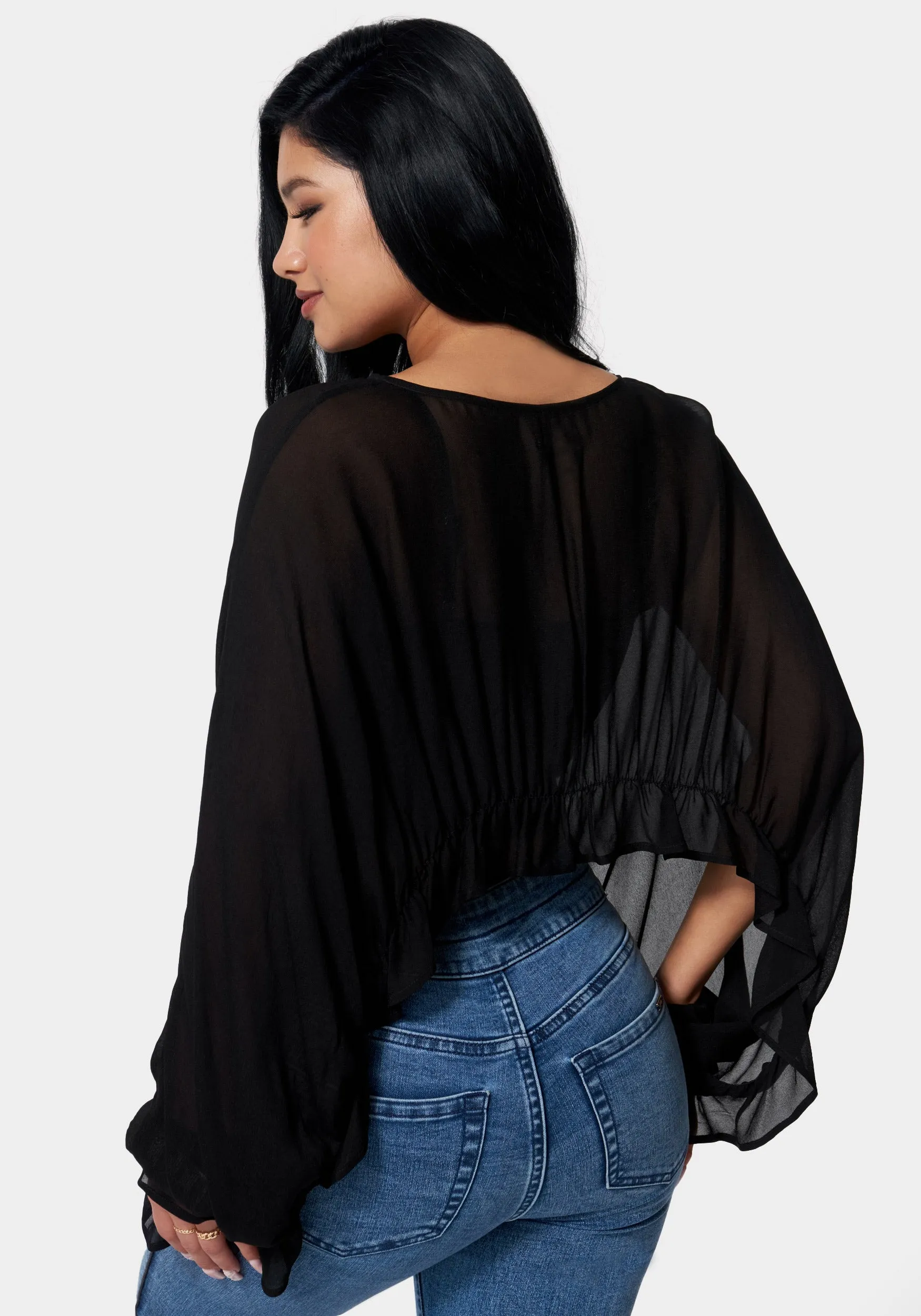 Chiffon Ruffle Hem Overlay Blouse sold by Bebe product image thumbnail 3