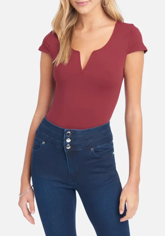 Short Sleeve Plunge Knit Top sold by Bebe