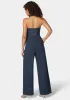 Halter Neck Buckle Detail Wide Leg Denim Jumpsuit sold by Bebe