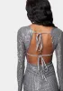 Open Back Sparkle Mini Dress sold by Bebe