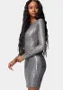 Open Back Sparkle Mini Dress sold by Bebe