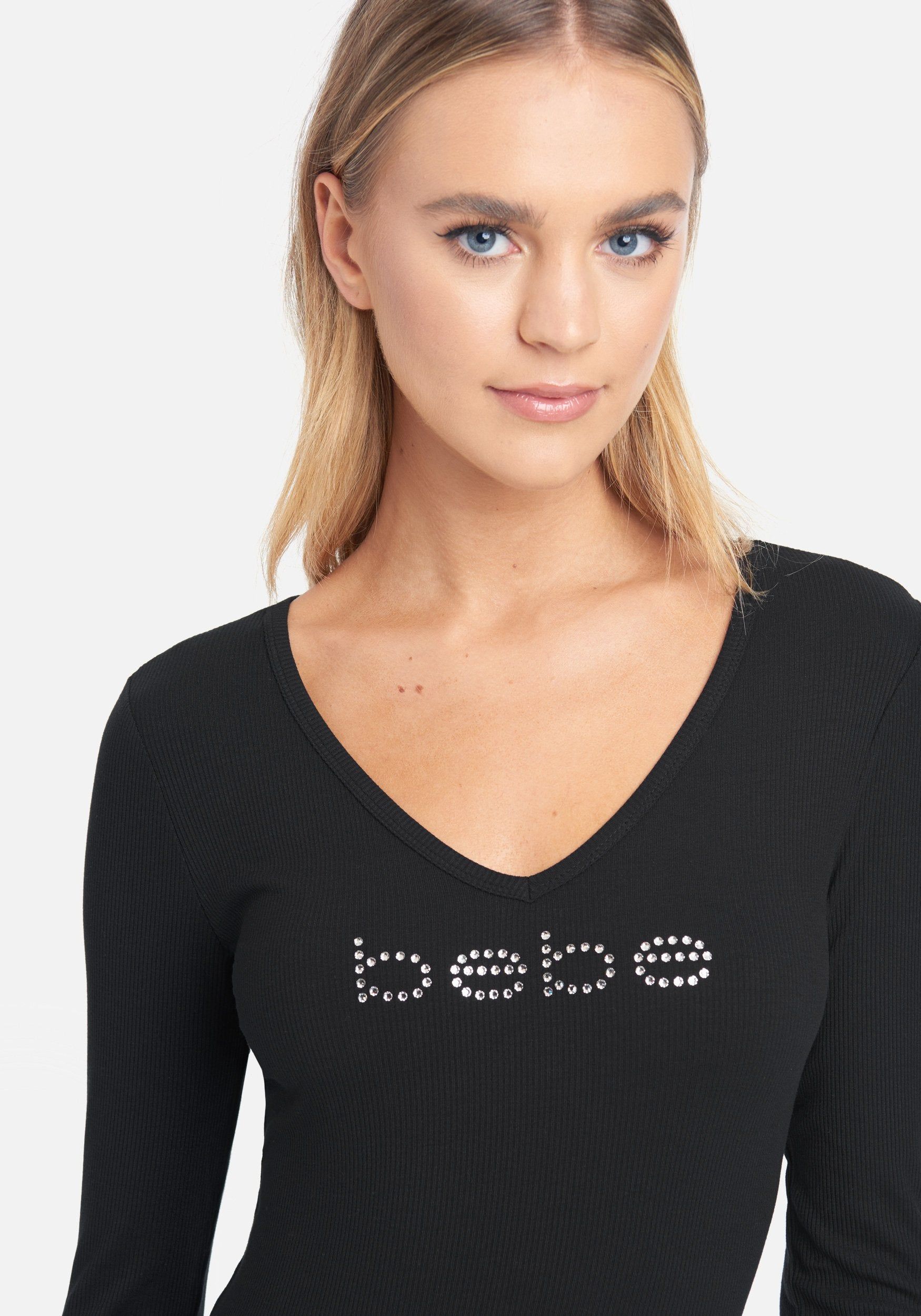 Crystal Logo V-Neck Long Sleeve Tee sold by Bebe product image thumbnail 4