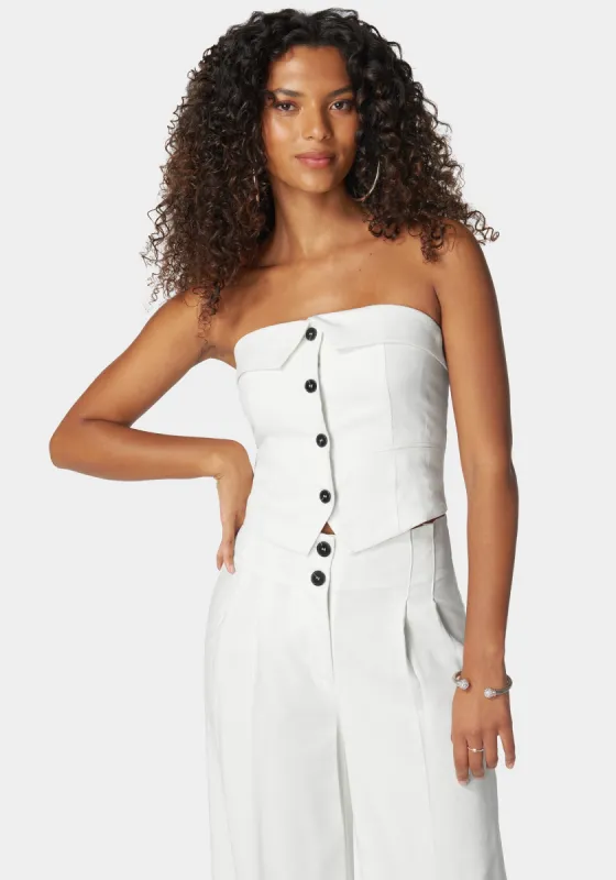 Linen Strapless Vest Top sold by Bebe