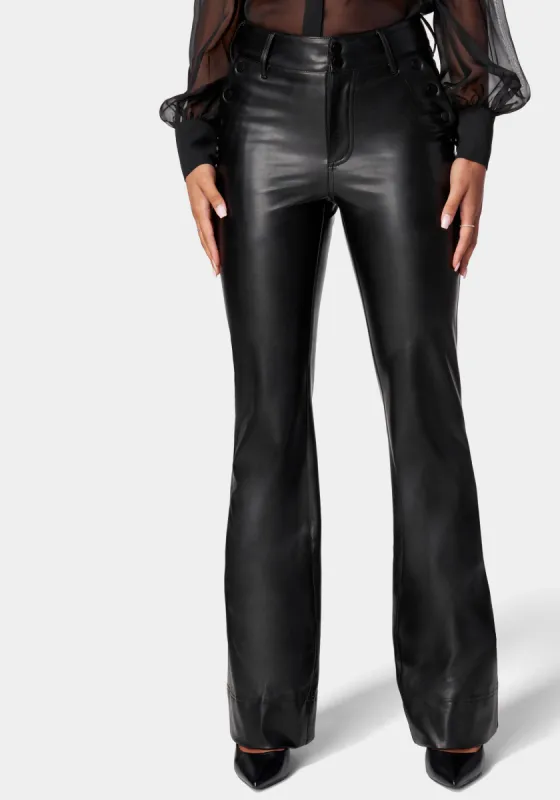 High Waist Flared Leg Vegan Leather Pant sold by Bebe