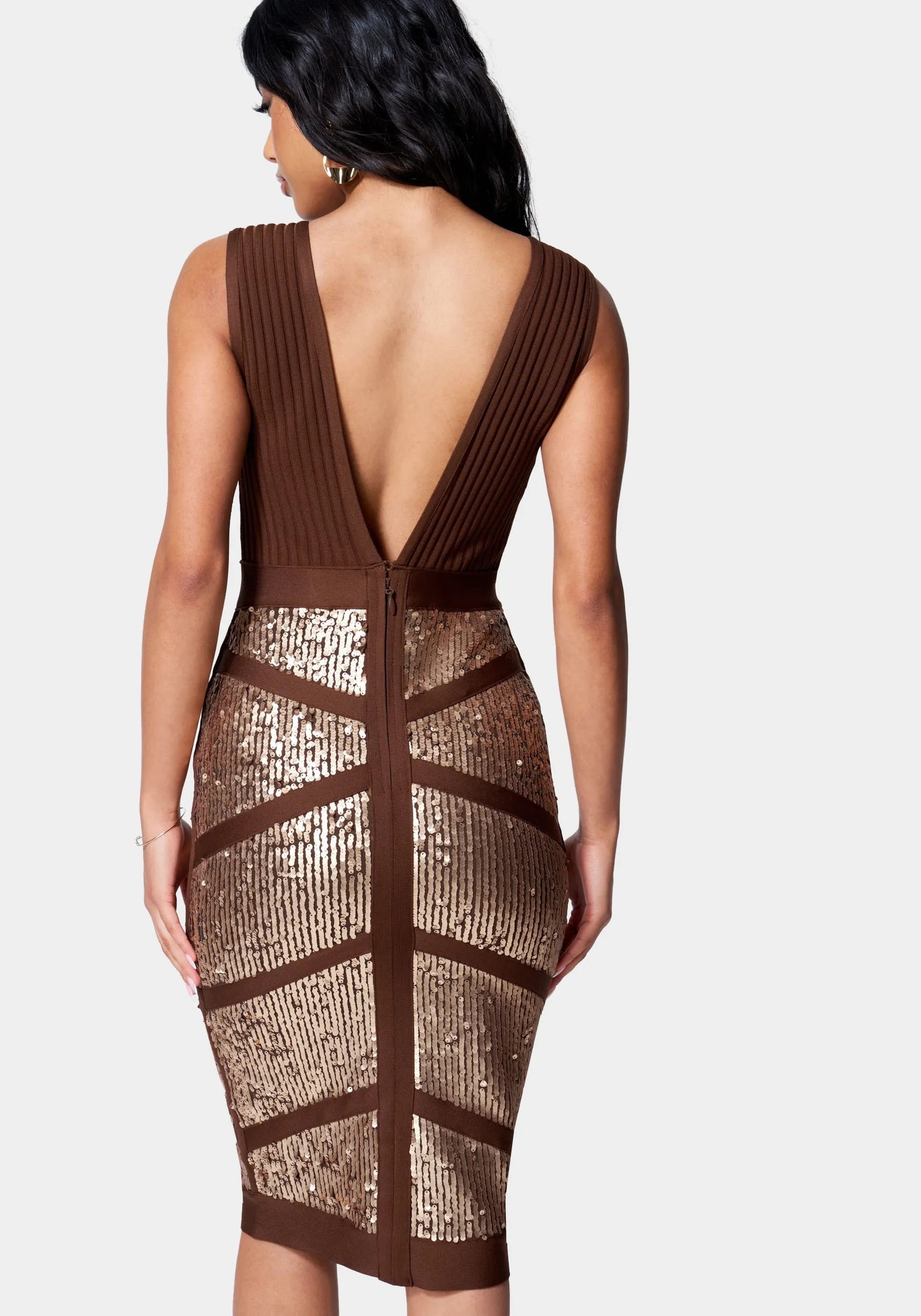 Sequin Bandage Strappy Midi Dress sold by Bebe product image thumbnail 3