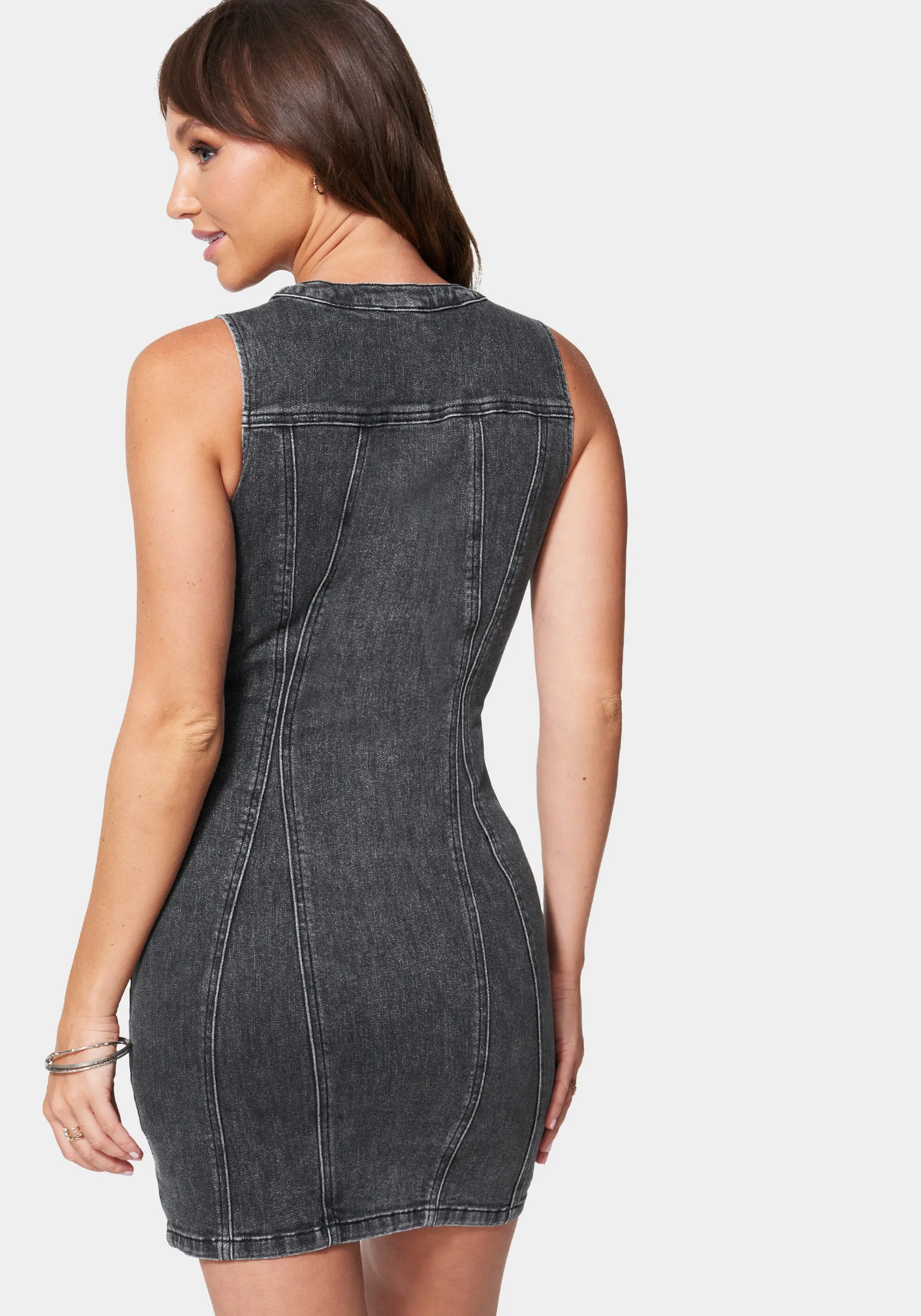 Corset Detail Denim Dress sold by Bebe product image thumbnail 3