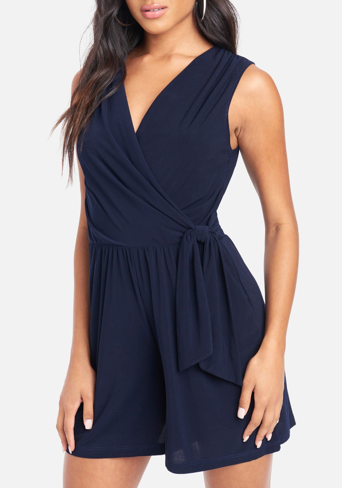 Surplice Wrap Romper sold by Bebe